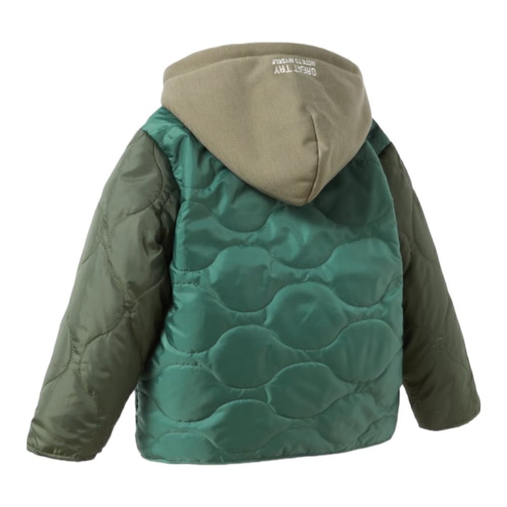 ZARA Kids | Green | COMBINATION QUILTED JACKET - Picture 3 of 7